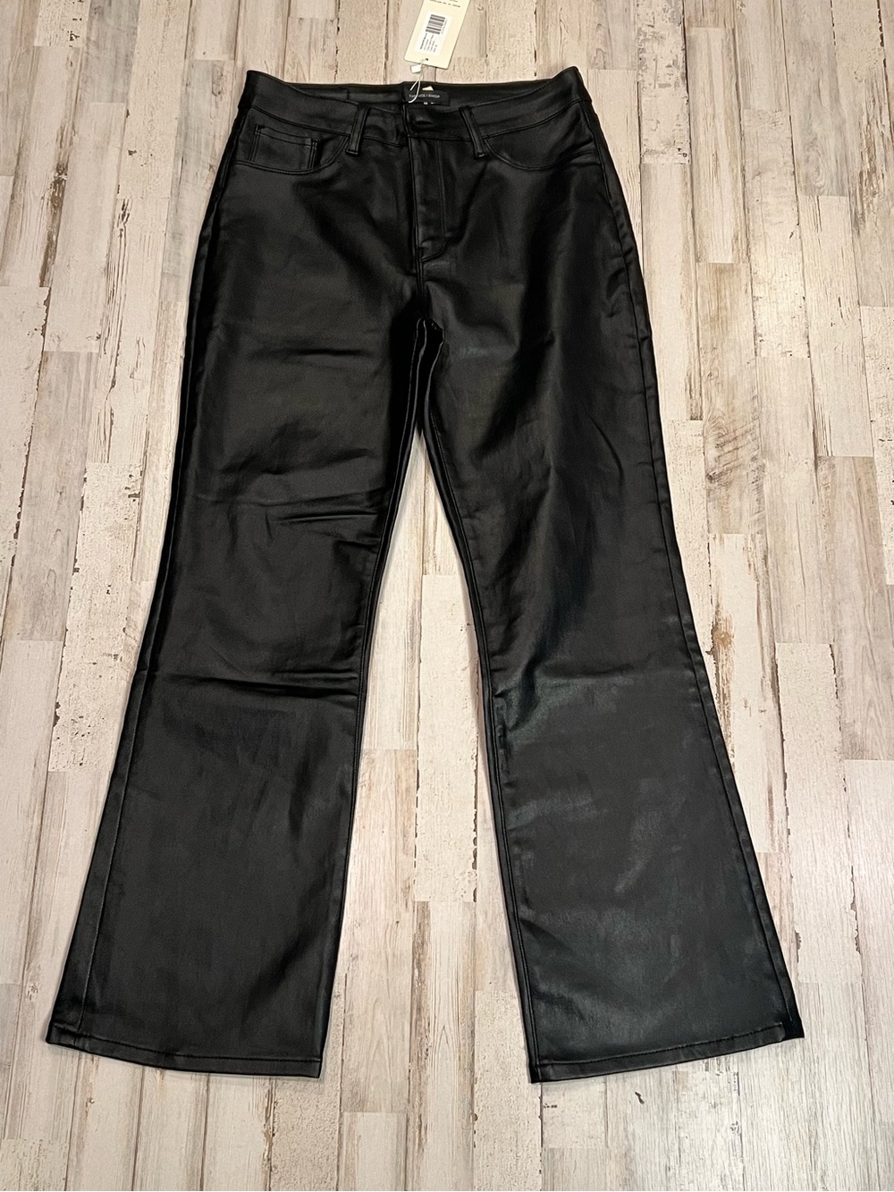 The Noli Shop Aria Coated Flare Jeans Petite Size 30 Black NWT
